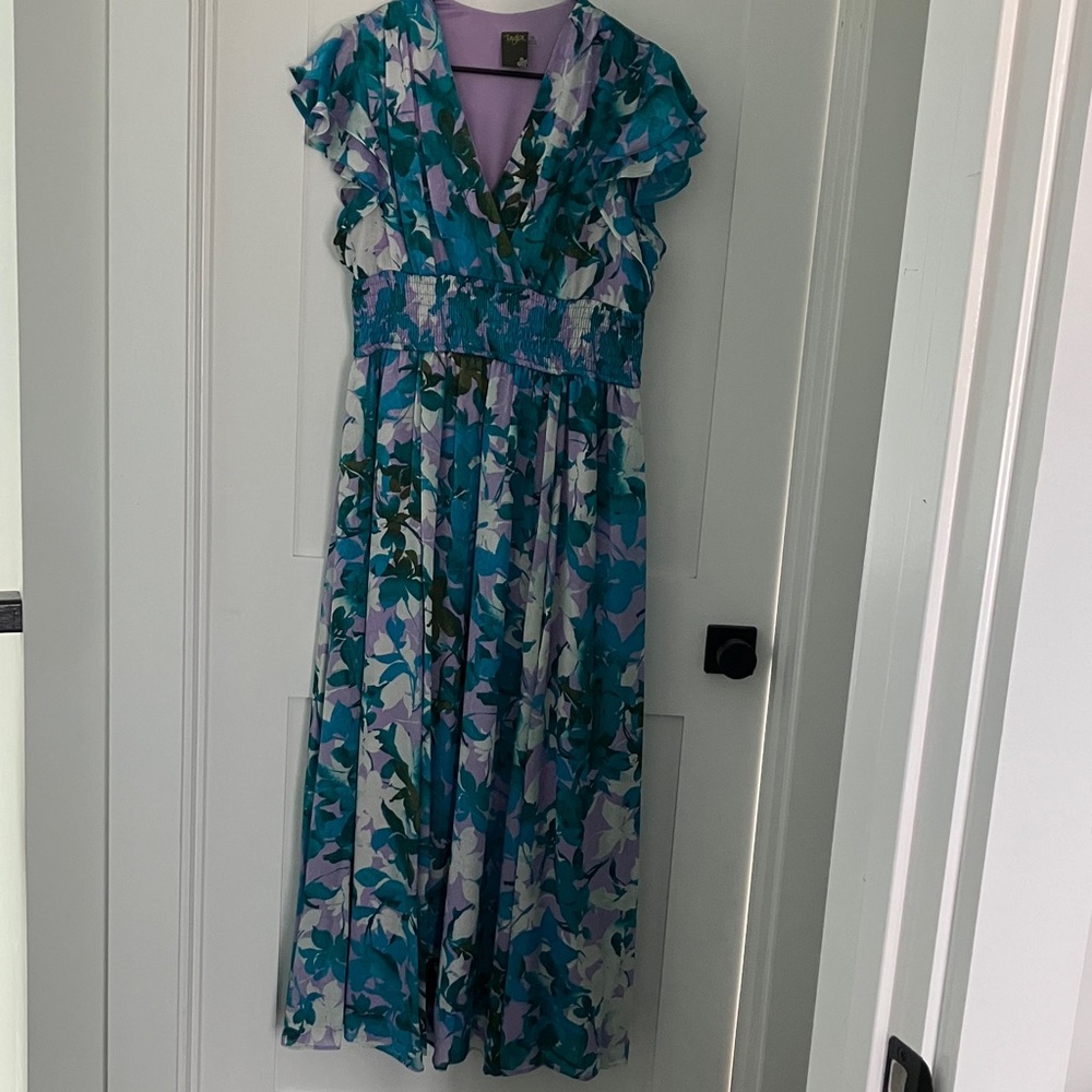 Taylor Lavender and Blue Floral Dress
